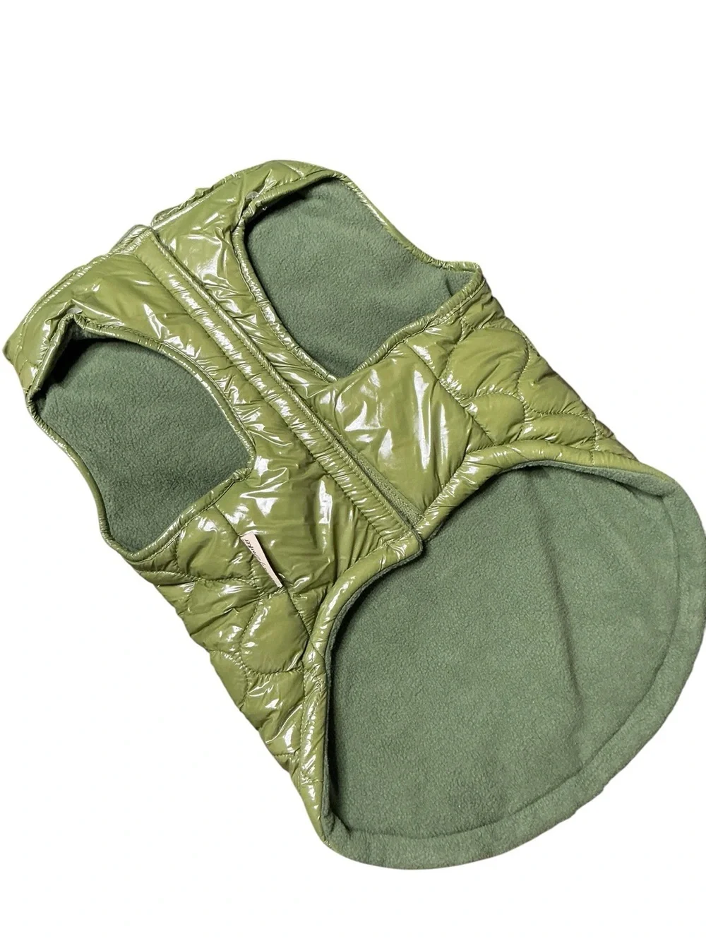 Olive Green Puffer Quilted Dog Coat Size L